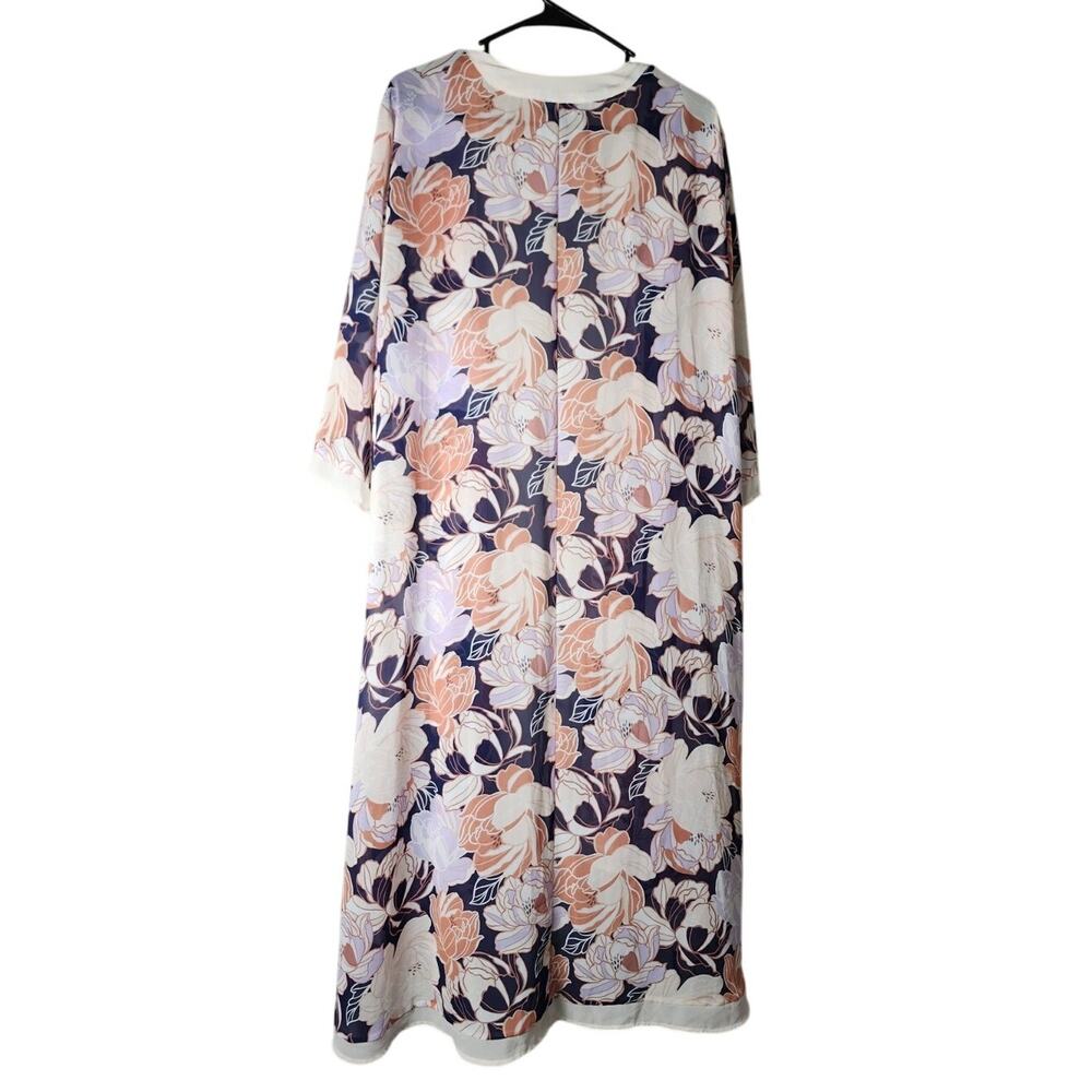 Torrid Duster Kimono Plus Size 1X Purple Floral High Low Open Front Chiffon - Picture 5 of 6
